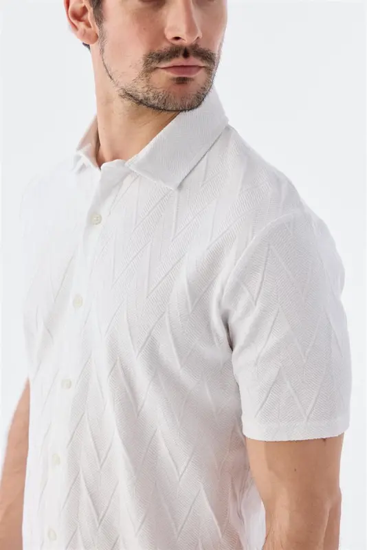 Ecru Slim Fit Crew Neck T-Shirt - 3