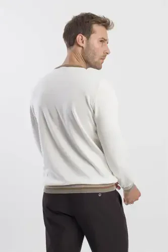 Ecru Slim Fit Crewneck Knitted Sweater - 4