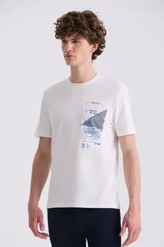 Ecru Slim Fit Crewneck T-Shirt 