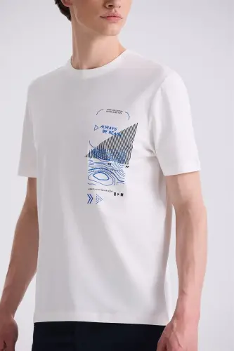 Ecru Slim Fit Crewneck T-Shirt - 3