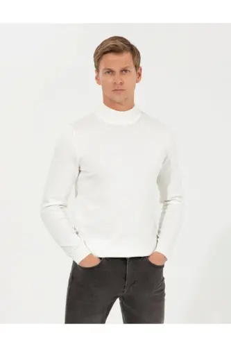 Ecru Slim Fit Erkek Triko Kazak - VR019 ECRU - 3