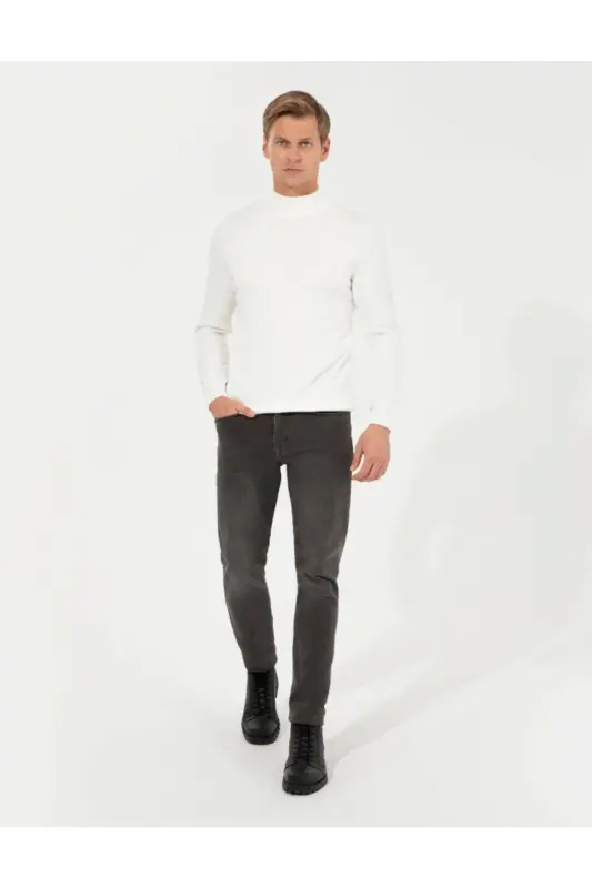Ecru Slim Fit Erkek Triko Kazak - VR019 ECRU - 4