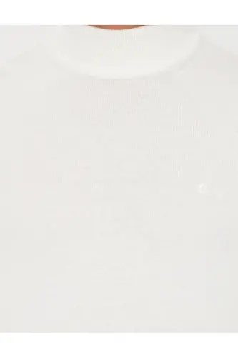 Ecru Slim Fit Men's Knitted Sweater-VR019 ECRU - 6