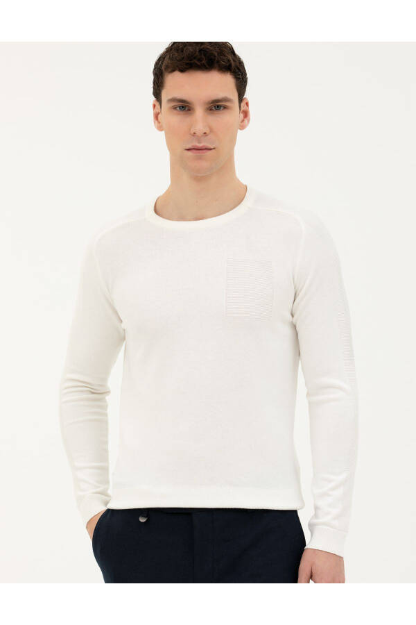 Ecru Slim Fit Sweater (50281779-VR019) - 17