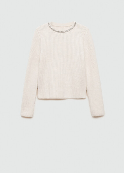 Ecru sweater with stone collar - 8