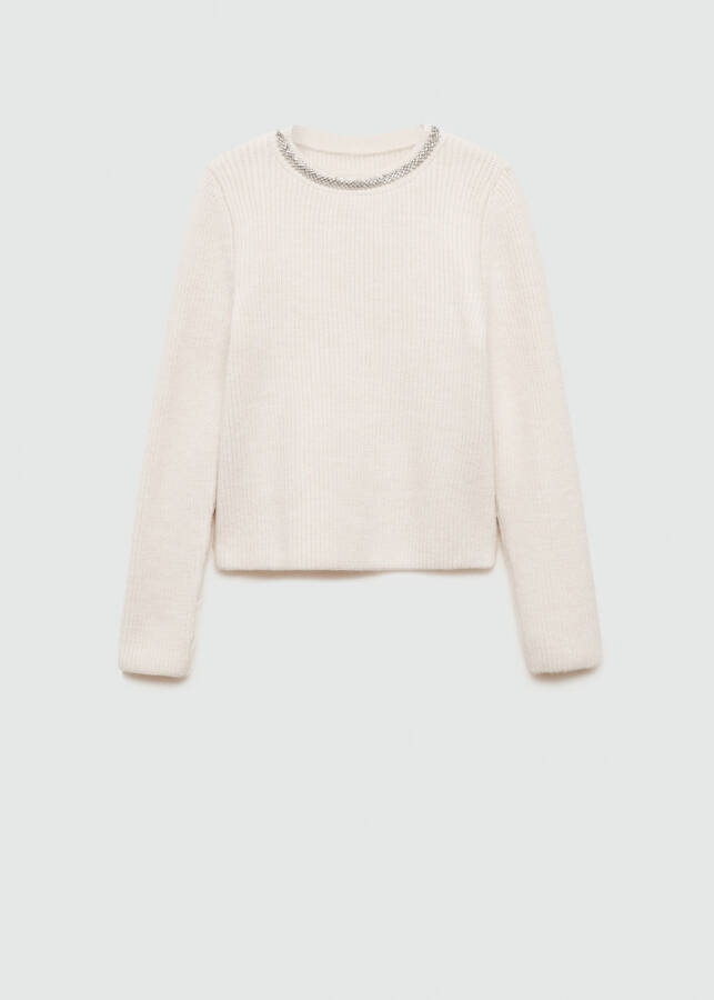 Ecru sweater with stone collar - 1