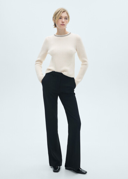 Ecru sweater with stone collar - 2