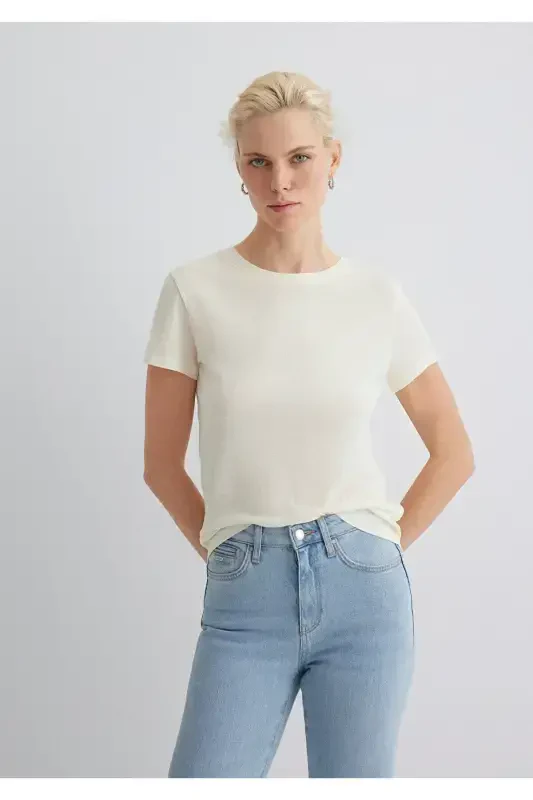 Ecru T-Shirt Slim Fit / Narrow Cut 1613573-80194-Ekr - 1