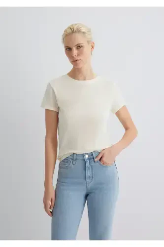 Ecru T-Shirt Slim Fit / Narrow Cut 1613573-80194-Ekr - 3