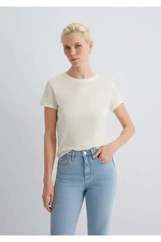 Ecru T-Shirt Slim Fit / Narrow Cut 1613573-80194-Ekr - 3