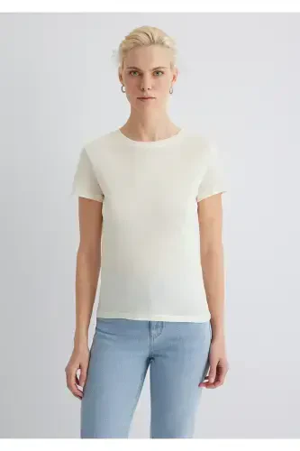 Ecru T-Shirt Slim Fit / Narrow Cut 1613573-80194-Ekr - 4