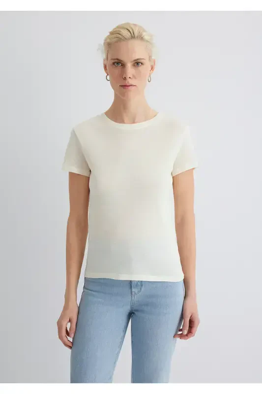 Ecru T-Shirt Slim Fit / Narrow Cut 1613573-80194-Ekr - 4