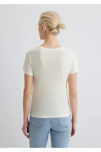 Ecru T-Shirt Slim Fit / Narrow Cut 1613573-80194-Ekr - 5