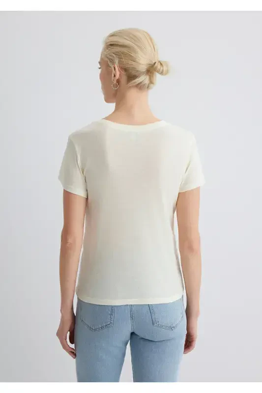 Ecru T-Shirt Slim Fit / Narrow Cut 1613573-80194-Ekr - 5