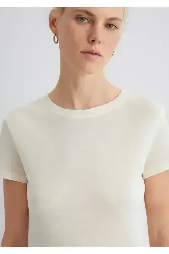 Ecru T-Shirt Slim Fit / Narrow Cut 1613573-80194-Ekr - 6