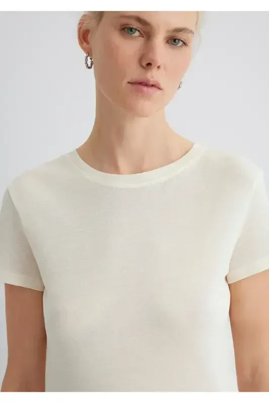 Ecru T-Shirt Slim Fit / Narrow Cut 1613573-80194-Ekr - 6