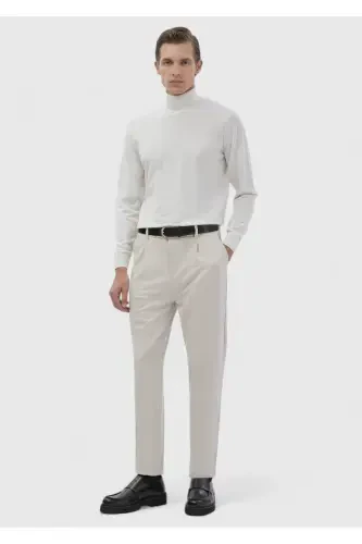 Ecru Turtleneck Plain Knit Wool Blend Knitwear - RAMSEY (1)