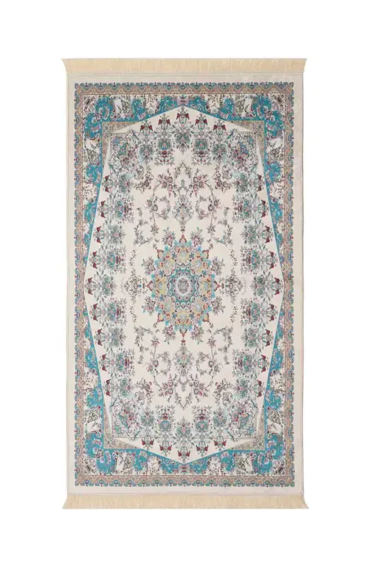 Ecru Velvet Carpet Rug - 1
