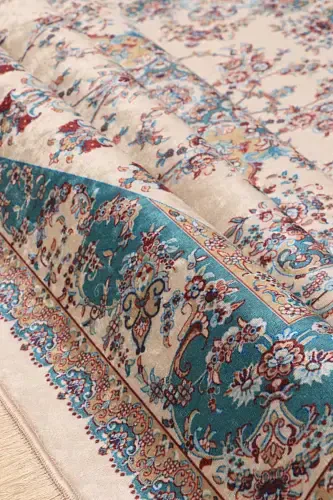 Ecru Velvet Carpet Rug - BURSA İPEK (1)