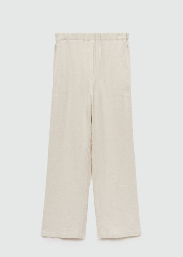 Ecru wide-leg cotton pants - 1