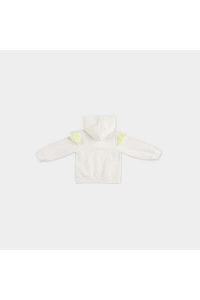 Ecru zippered sweatshirt with frills - 6