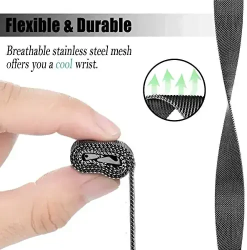 ECSEM Metal Bands Compatible for TOZO S6/S5/S3 Women Men Stainless Steel Mesh Adjustable Watch Strap Replacement Wristband for TOZO-S6 & TOZO-S5 & TOZO-S3 Smart Watch Accessories - 2