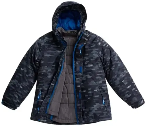 Eddie Bauer bolalar chang'i kurtkasi - O'g'il va qizlar uchun suv o'tkazmaydigan 3-in-1 izolyatsiyalangan пальто, olinadigan tashqi kurtka (3-16) - MODAZONE (1)