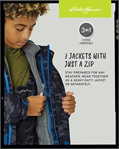 Eddie Bauer bolalar chang'i kurtkasi - O'g'il va qizlar uchun suv o'tkazmaydigan 3-in-1 izolyatsiyalangan пальто, olinadigan tashqi kurtka (3-16) - 5