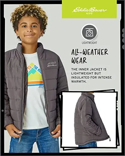 Eddie Bauer bolalar chang'i kurtkasi - O'g'il va qizlar uchun suv o'tkazmaydigan 3-in-1 izolyatsiyalangan пальто, olinadigan tashqi kurtka (3-16) - 6