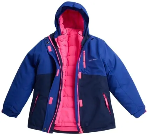 Eddie Bauer bolalar chang'i kurtkasi - o'g'il va qizlar uchun suv o'tkazmaydigan 3'ü 1 arada izolyatsiyalangan пальто, olinadigan tashqi kurtka (3-16) - 2
