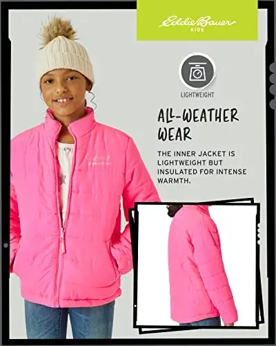 Eddie Bauer bolalar chang'i kurtkasi - o'g'il va qizlar uchun suv o'tkazmaydigan 3'ü 1 arada izolyatsiyalangan пальто, olinadigan tashqi kurtka (3-16) - 6