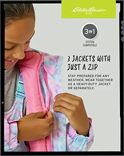 Eddie Bauer bolalar chang'i kurtkasi - O'g'il va qizlar uchun yechib olinadigan qobiqli kurtkali suv o'tkazmaydigan 3 in 1 izolyatsiyalangan palto (3-16) - 5