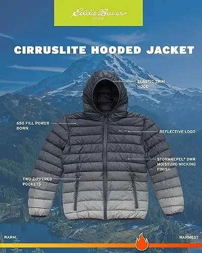 Eddie Bauer Boys' Jacket - CirrusLite Weather Resistant Down Coat for Boys - Insulated Quilted Bubble Puffer (3-20) - 3