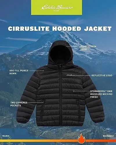Eddie Bauer Boys' Jacket - CirrusLite Weather Resistant Down Coat for Boys - Insulated Quilted Bubble Puffer (3-20) - 3