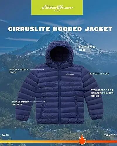 Eddie Bauer Boys' Jacket - CirrusLite Weather Resistant Down Coat for Boys - Insulated Quilted Bubble Puffer (3-20) - 3
