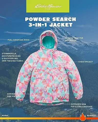 Eddie Bauer Kids' Ski Jacket - Waterproof 3 in 1 Insulated Coat with Removable Shell Jacket for Boys and Girls (3-16) - 3