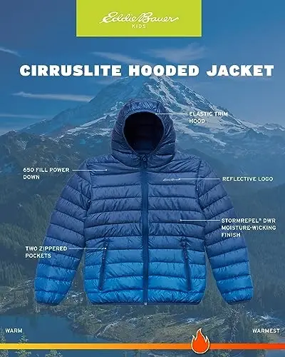 Eddie Bauer Boys' Jacket - CirrusLite Weather Resistant Down Coat for Boys - Insulated Quilted Bubble Puffer (3-20) - 3