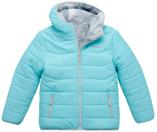 Eddie Bauer Kız Çocukları için Çift Yönlü Mont - Faux Koyun Postu Astarlı Hafif Puffer Mont (5-20) - 2