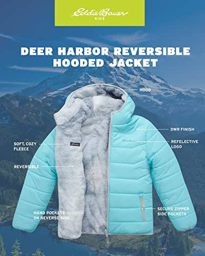 Eddie Bauer Kız Çocukları için Çift Yönlü Mont - Faux Koyun Postu Astarlı Hafif Puffer Mont (5-20) - 3