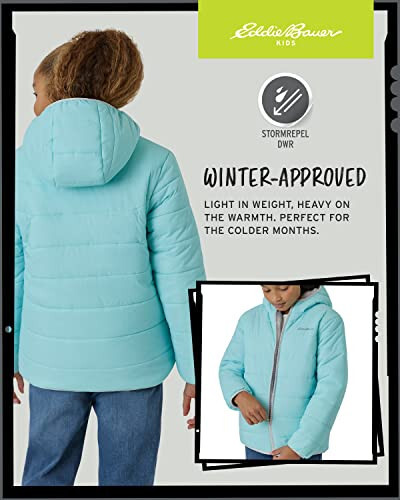 Eddie Bauer Kız Çocukları için Çift Yönlü Mont - Faux Koyun Postu Astarlı Hafif Puffer Mont (5-20) - 6