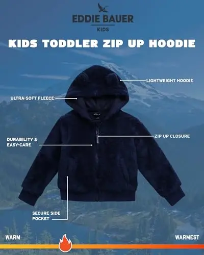 Eddie Bauer Toddler Zip Up Hoodie - Bolalar uchun o'ta yumshoq Sherpa Fleece Hoodie Sweatshirt (2T-4T) - 2