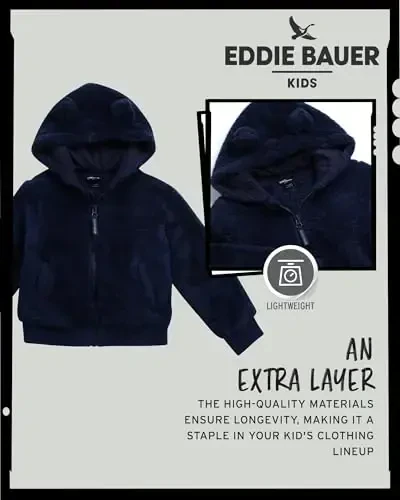 Eddie Bauer Toddler Zip Up Hoodie - Bolalar uchun o'ta yumshoq Sherpa Fleece Hoodie Sweatshirt (2T-4T) - 3
