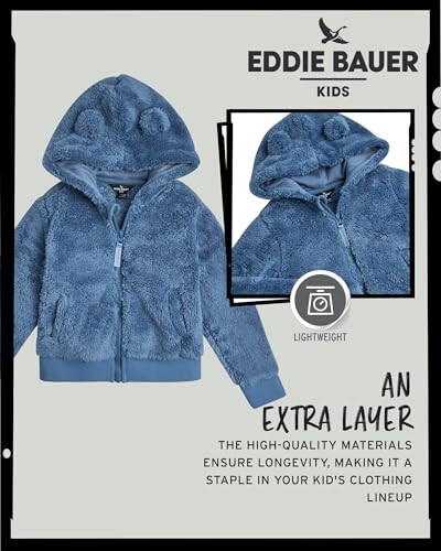 Eddie Bauer Yavru Çocuk Fermuarlı Kapüşonlu - Yavru Erkek ve Kız Çocuklar İçin Ultra Yumuşak Şerpa Polar Kapüşonlu Sweatshirt (2T-4T) - 3