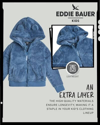 Eddie Bauer Yavru Çocuk Fermuarlı Kapüşonlu - Yavru Erkek ve Kız Çocuklar İçin Ultra Yumuşak Şerpa Polar Kapüşonlu Sweatshirt (2T-4T) - 3