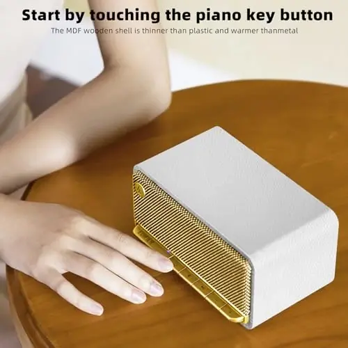 Edifier Retro Wood Bluetooth Speaker, Wireless Portable Speakers with 20W Stereo Sound, Vintage Decor Speaker with AUX,USB Soundcard Micro SD White - 3