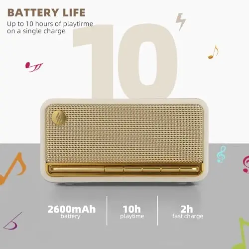 Edifier Retro Wood Bluetooth Speaker, Wireless Portable Speakers with 20W Stereo Sound, Vintage Decor Speaker with AUX,USB Soundcard Micro SD White - 4