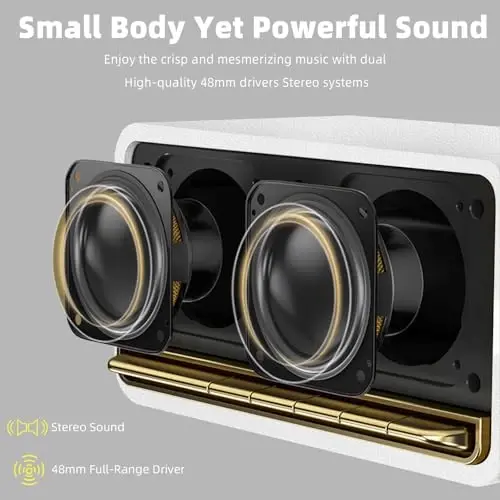 Edifier Retro Wood Bluetooth Speaker, Wireless Portable Speakers with 20W Stereo Sound, Vintage Decor Speaker with AUX,USB Soundcard Micro SD White - 5