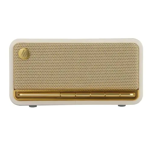 Edifier Retro Wood Bluetooth Speaker, Wireless Portable Speakers with 20W Stereo Sound, Vintage Decor Speaker with AUX,USB Soundcard Micro SD White - 1