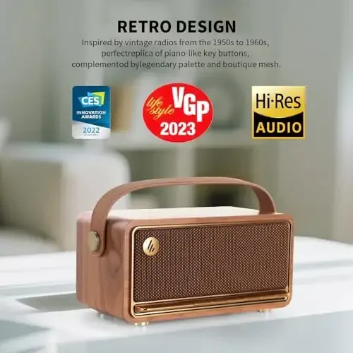 Edifier Retro Wood Bluetooth Speaker, 40W Hi-Res Audio, Stereo Pairing ConneX ilovasi, USB va TF Card Brown bilan simsiz portativ dinamiklar - 4