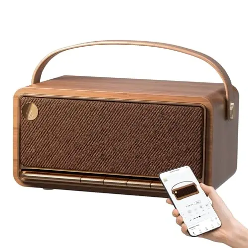 Edifier Retro Wood Bluetooth Speaker, 40W Hi-Res Audio, Stereo Pairing ConneX ilovasi, USB va TF Card Brown bilan simsiz portativ dinamiklar 